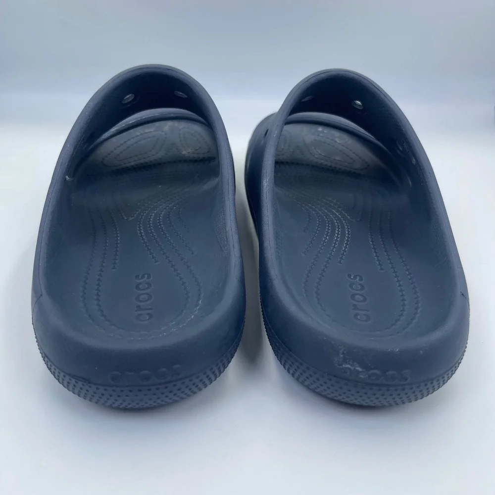 Crocs Classic Double Band Slide Sandals Navy Men's 10 Women's 12 Comfort Casual